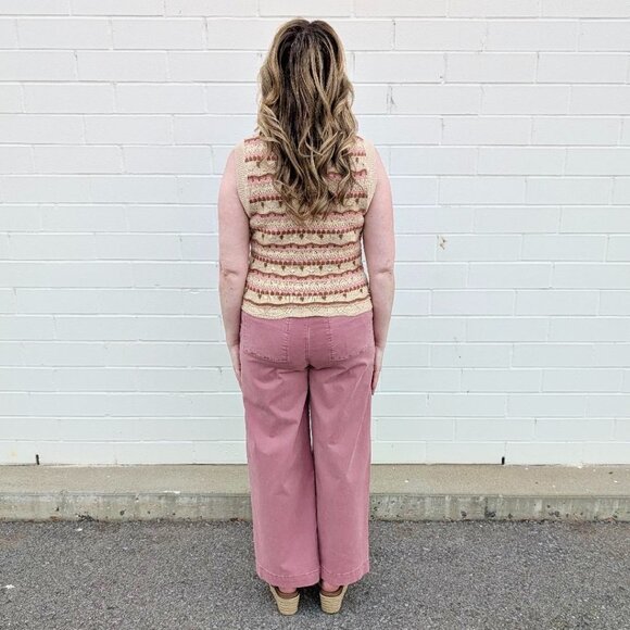 Women's Crochet Stripe Sleeveless Sweater Polagram Size Medium - Picture 2 of 2